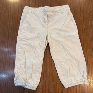 Ann Taylor Loft Marisa Corduroy Capri Pants Womens 10 Ivory Cropped Stretch
